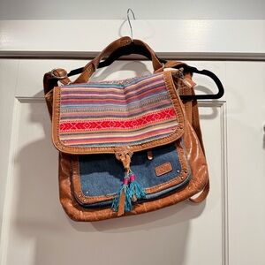 The Sak Ventura Convertible Backpack Leather and Embroidered Boho‎ Festival